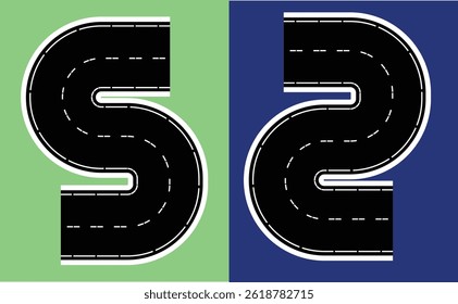 A stylized vector curve road with a minimalistic design