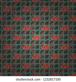 Stylized vector cute color fish for children textile, wrapping paper, swimsuit cloth, package. Fishes in gray, blue and black colors. Marine kids seamless pattern with colorful cartoon fishes.