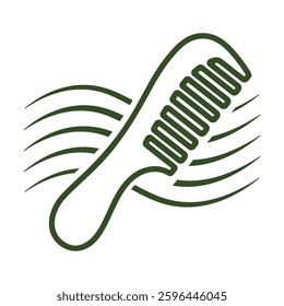Stylized Vector Design of a Comb With Flowing Lines Representing Hair Care