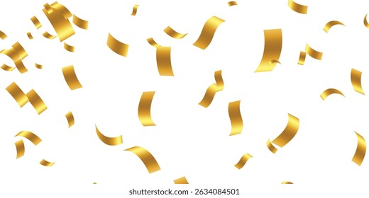 Stylized Vector Design Featuring Luxurious Falling Gold Confetti, Subtle Glow Effects, and Transparent Backdrop for Celebration Templates"	
