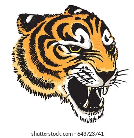 Stylized vector drawing of a tiger's face.