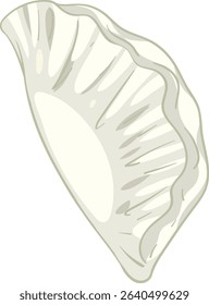 Stylized vector of a dumpling with soft colors and clean lines, emphasizing simplicity and elegance in design