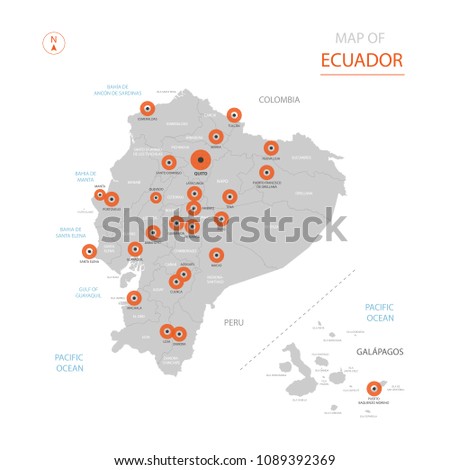 Stylized Vector Ecuador Map Showing Big Stock Vector