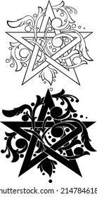 Stylized vector five point magic star