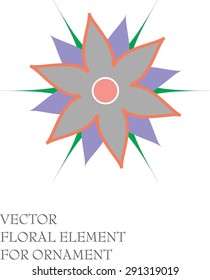 Stylized vector floral element for ornament isolated on white