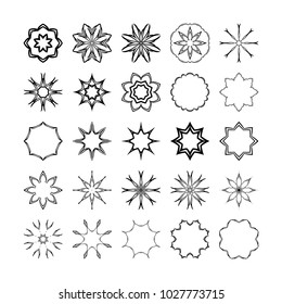 Stylized vector floral pattern. Round design elements, set of geometric mandalas.