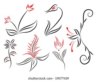 stylized vector flowers
