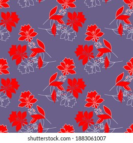 Stylized vector flowers. Image on a white background.Seamless pattern.