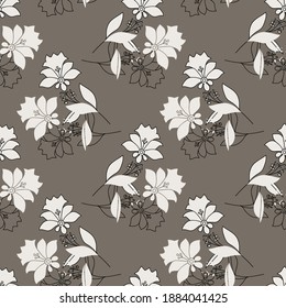 Stylized vector flowers. Image on a white background.Seamless pattern.