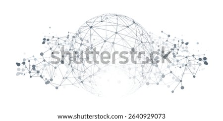 A stylized vector globe with interconnected nodes and lines symbolizing global digital connections, data networks, or communication technology. Abstract and futuristic vector design isolated on white.