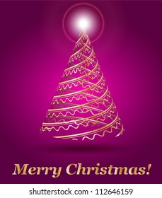 stylized vector gold Christmas tree