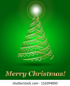stylized vector gold Christmas tree