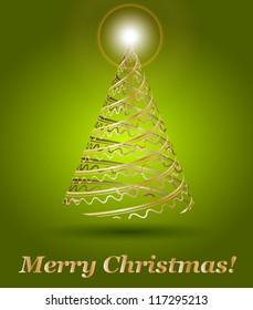 stylized vector gold Christmas tree