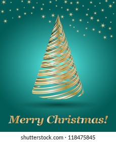 stylized vector gold Christmas tree