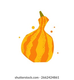 Calabaza de Vector estilizada con rayas naranjas y amarillas. Perfecto para temas de otoño, gráficos de cosecha, diseños de Acción de Gracias o ilustraciones decorativas de temporada