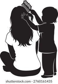 Stylized vector graphic captures a tender parent-child interaction. This clean silhouette is ideal for marketing family services or lifestyle products.