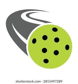 A stylized vector graphic of a pickleball paddle and ball in motion, perfect for sports and recreation themes.