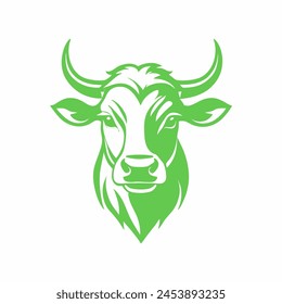 Stylized vector of green bull head on a white background