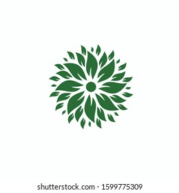 stylized vector green leaves Logo icon arranged in pattern - eco concept vector, balance in nature