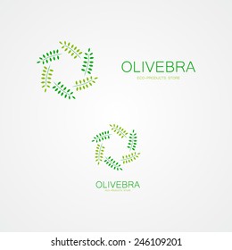  Stylized vector green leaves logo