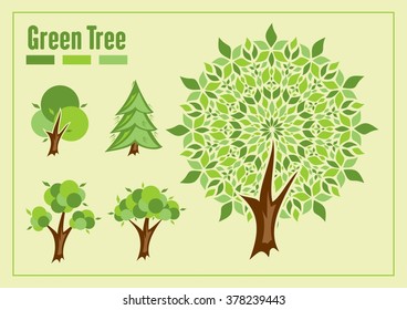 Stylized vector green trees