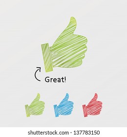 Stylized vector hand draw hand with arrow and space for your message. Great! - gesture. Elements for your website or presentation. Creative.