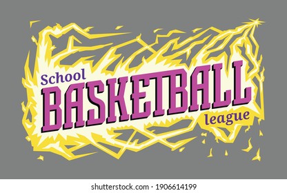 Stylized vector headline School Basketball League