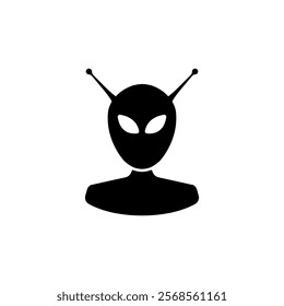 Stylized vector icon of an alien head with a two antennas.