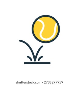 Stylized Vector Icon of Bouncing Tennis Ball