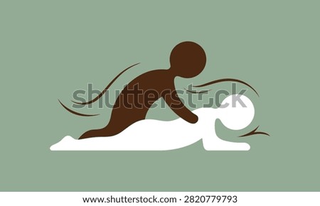 A stylized vector icon depicting a person giving a professional massage to someone lying down, representing relaxation, wellness, spa, and physical therapy.