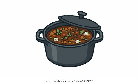 A stylized vector icon of a hearty beef stew in a bowl.