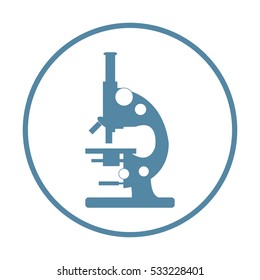 Stylized vector icon of microscope. Magnifying device sign. Laboratory equipment symbol. 