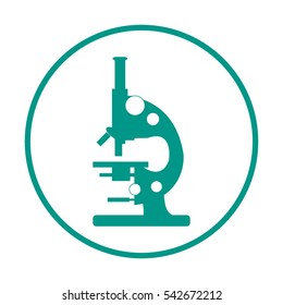 Stylized vector icon of microscope. Magnifying device sign. Laboratory equipment symbol. 