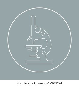 Stylized vector icon of microscope. Magnifying device sign. Laboratory equipment symbol. 