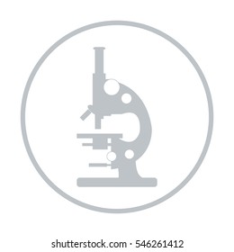 Stylized vector icon of microscope. Magnifying device sign. Laboratory equipment symbol. 