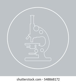 Stylized vector icon of microscope. Magnifying device sign. Laboratory equipment symbol. 
