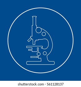 Stylized vector icon of microscope. Magnifying device sign. Laboratory equipment symbol. 