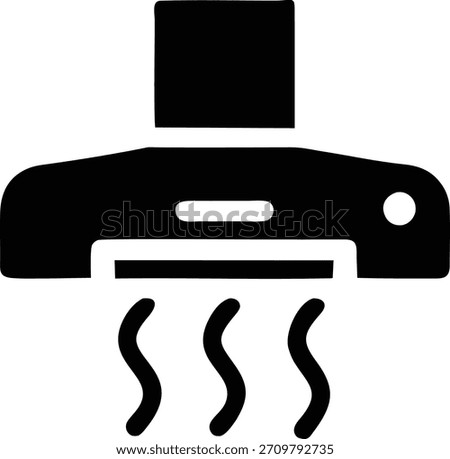 Stylized vector icon of a range hood venting fumes. Use this graphics for any kitchen, cooking, appliance, or home design project.