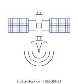 Stylized vector icon of space satellite. Design for banner, poster or print.