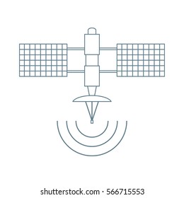 Stylized vector icon of space satellite. Design for banner, poster or print.