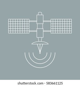 Stylized vector icon of space satellite. Design for banner, poster or print.