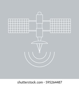 Stylized vector icon of space satellite. Design for banner, poster or print.