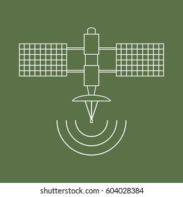 Stylized vector icon of space satellite. Design for banner, poster or print.