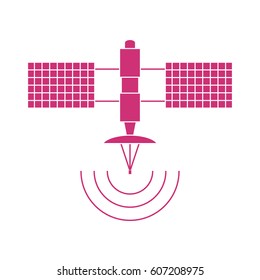 Stylized vector icon of space satellite. Design for banner, poster or print.