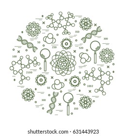 Stylized vector icon of variety scientific, education elements. Design for banner, poster or print.