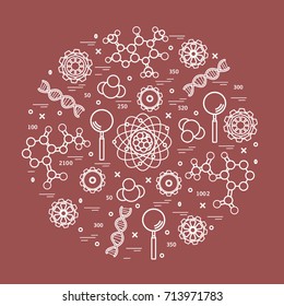 Stylized vector icon of variety scientific, education elements. Design for banner, poster or print.