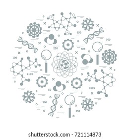 Stylized vector icon of variety scientific, education elements. Design for banner, poster or print.