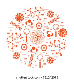 Stylized vector icon of variety scientific, education elements. Design for banner, poster or print.
