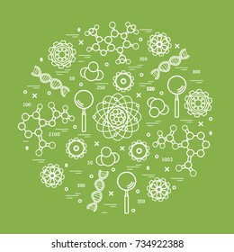 Stylized vector icon of variety scientific, education elements. Design for banner, poster or print.