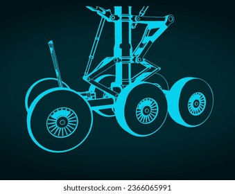 Ilustración vectorial estilizada del tren de aterrizaje principal de la aeronave